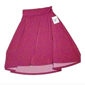 NWT LuLaRoe Azure Maroon Red Yellow Polka Dot Midi A Line Skirt Size Medium